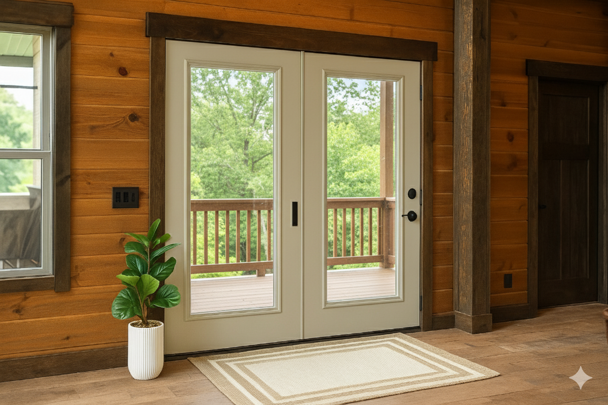 ProVia Legacy Steel 20GA Heavy Duty Patio Double Door Downsized 72x80 Sandstone/Sandstone Double Pane Low-E W Argon Gas - Doors and Beyond
