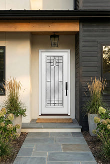 ProVia Legacy Single Entry Door 460 Style Brookhaven Decorative Glass with Patina Caming and Low-E - Doors and Beyond