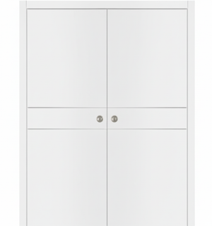 Nova Glam Pro 008 Soft White Laminated Modern Double Pocket Door - Doors and Beyond