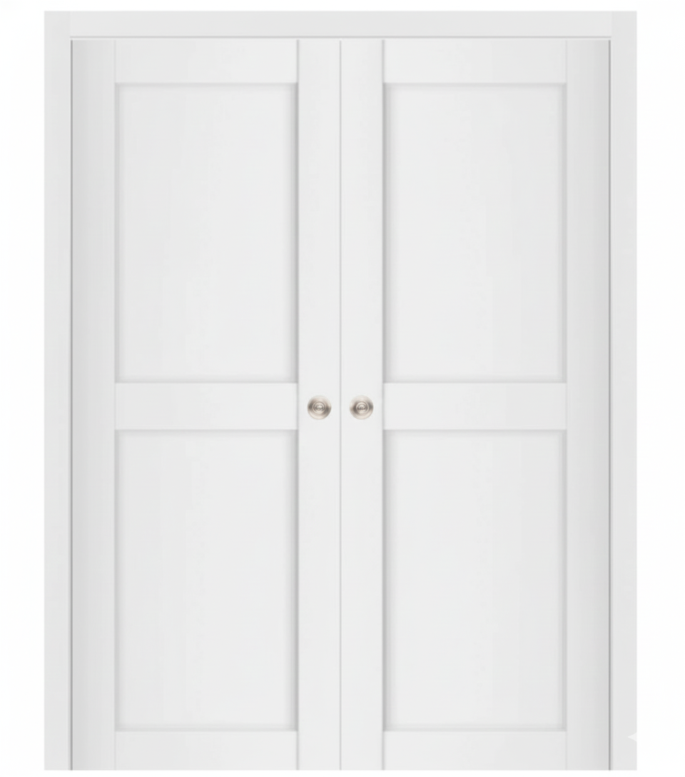 Nova Stile 020 Soft White Laminated Modern Double Pocket Door - Doors and Beyond