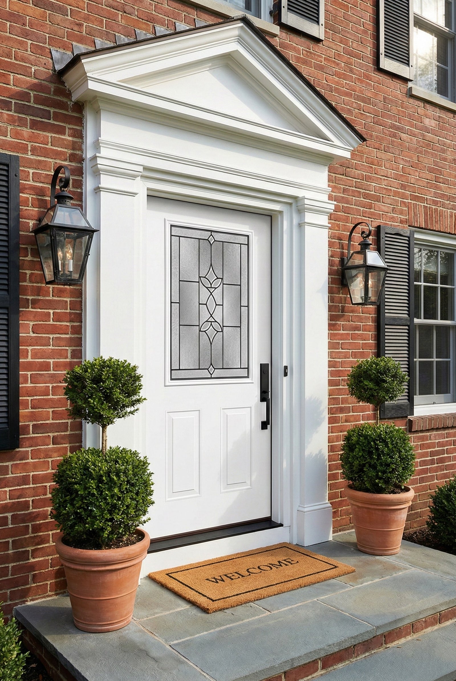 ProVia Legacy Single Entry Door 430 Style Esmond Decorative Glass with Patina Caming and Low-E - Doors and Beyond