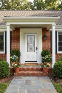 ProVia Legacy Single Entry Door 440 Style Esmond Decorative Glass with Patina Caming and Low-E - Doors and Beyond