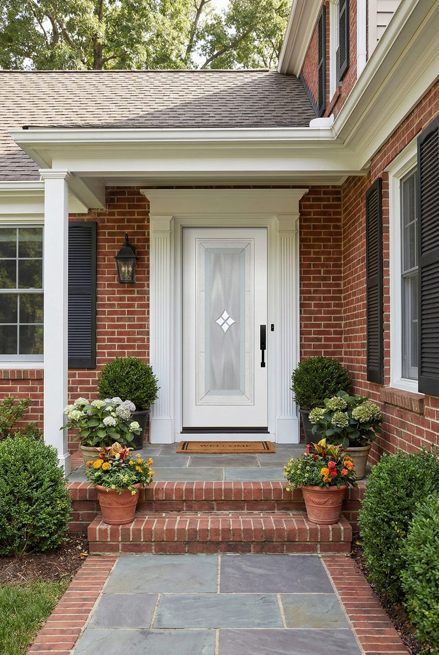 ProVia Legacy Single Entry Door 460 Style Aria Decorative Glass with Zinc Caming and Low-E - Doors and Beyond