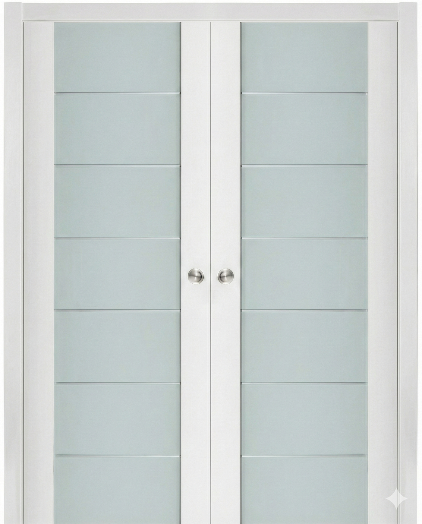 Nova Triplex 009 Soft White Laminated Modern Double Pocket Door - Doors and Beyond
