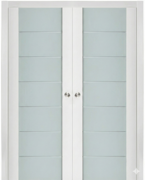 Nova Triplex 009 Soft White Laminated Modern Double Pocket Door - Doors and Beyond