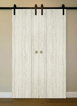 Nova HG002 Light Aloe Wood Laminated Modern Double Barn Door - Doors and Beyond