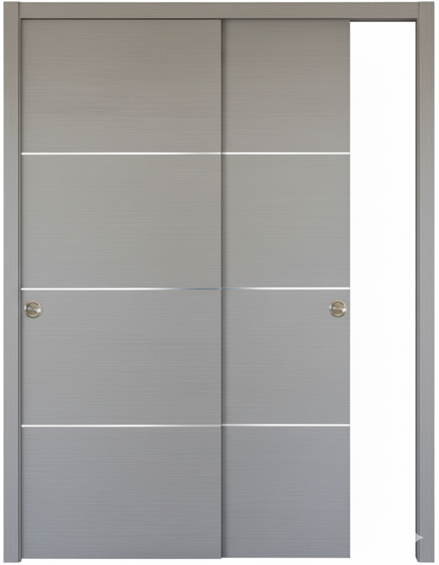 Nova HG008 Silver Wood Laminated Modern Bypass Door - Doors and Beyond