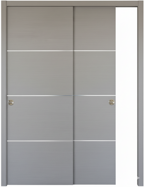 Nova HG008 Silver Wood Laminated Modern Bypass Door - Doors and Beyond