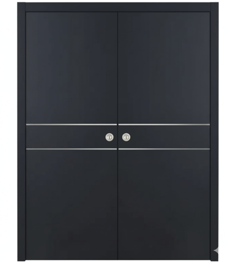 Nova Glam Pro 008 Soft Black Laminated Modern Double Pocket Door - Doors and Beyond