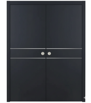 Nova Glam Pro 008 Soft Black Laminated Modern Double Pocket Door - Doors and Beyond