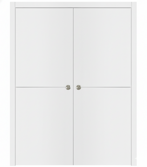 Nova Glam Pro 007 Soft White Laminated Modern Double Pocket Door - Doors and Beyond
