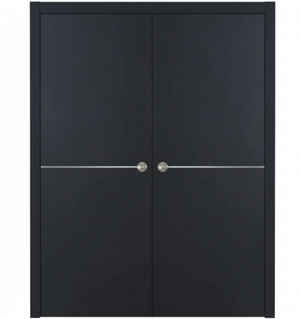 Nova Glam Pro 007 Soft Black Laminated Modern Double Pocket Door - Doors and Beyond