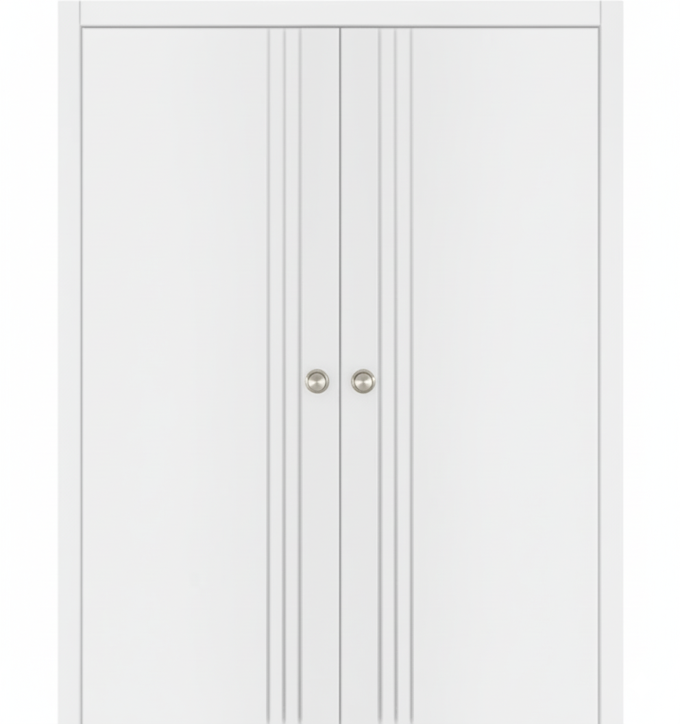 Nova Glam Pro 004 Soft White Laminated Modern Double Pocket Door - Doors and Beyond