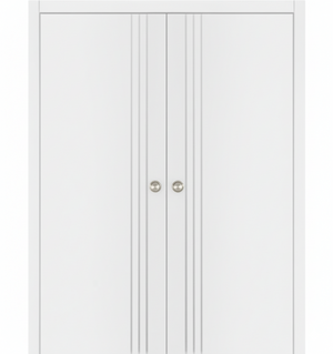 Nova Glam Pro 004 Soft White Laminated Modern Double Pocket Door - Doors and Beyond