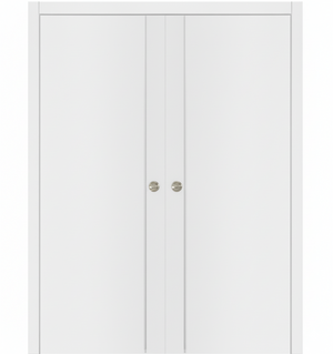 Nova Glam Pro 003 Soft White Laminated Modern Double Pocket Door - Doors and Beyond