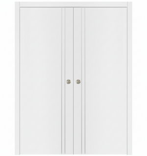 Nova Glam Pro 002 Soft White Laminated Modern Double Pocket Door - Doors and Beyond