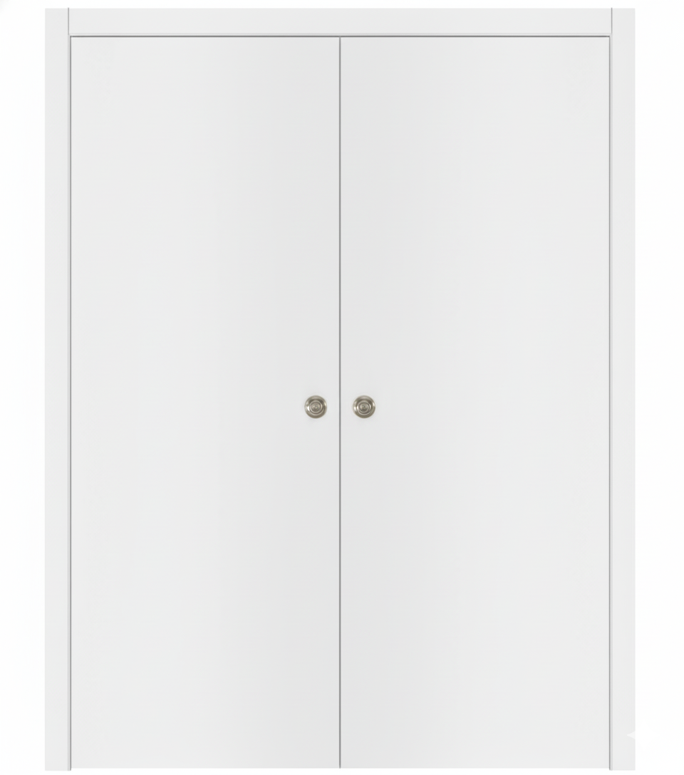 Nova Glam Pro 001 Soft White Laminated Modern Double Pocket Door - Doors and Beyond