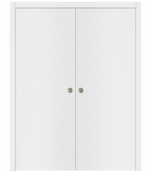 Nova Glam Pro 001 Soft White Laminated Modern Double Pocket Door - Doors and Beyond