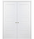 Nova 5 Panel Soft White Laminated Modern Double Pocket Door - Doors and Beyond