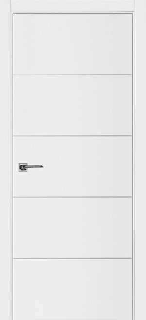 Nova Glam Pro 010 Soft White Laminated Modern Pre-Hung Door - Doors and Beyond