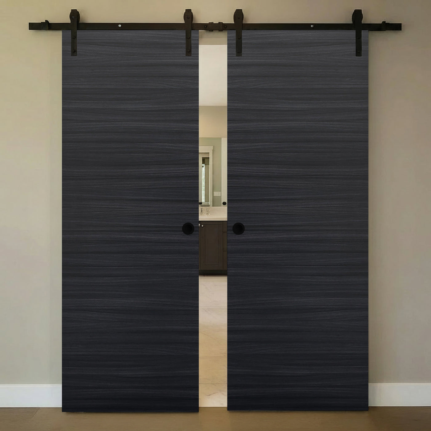 Nova Flush Braga Blu Matrix Laminated Modern Double Barn Door - Doors and Beyond