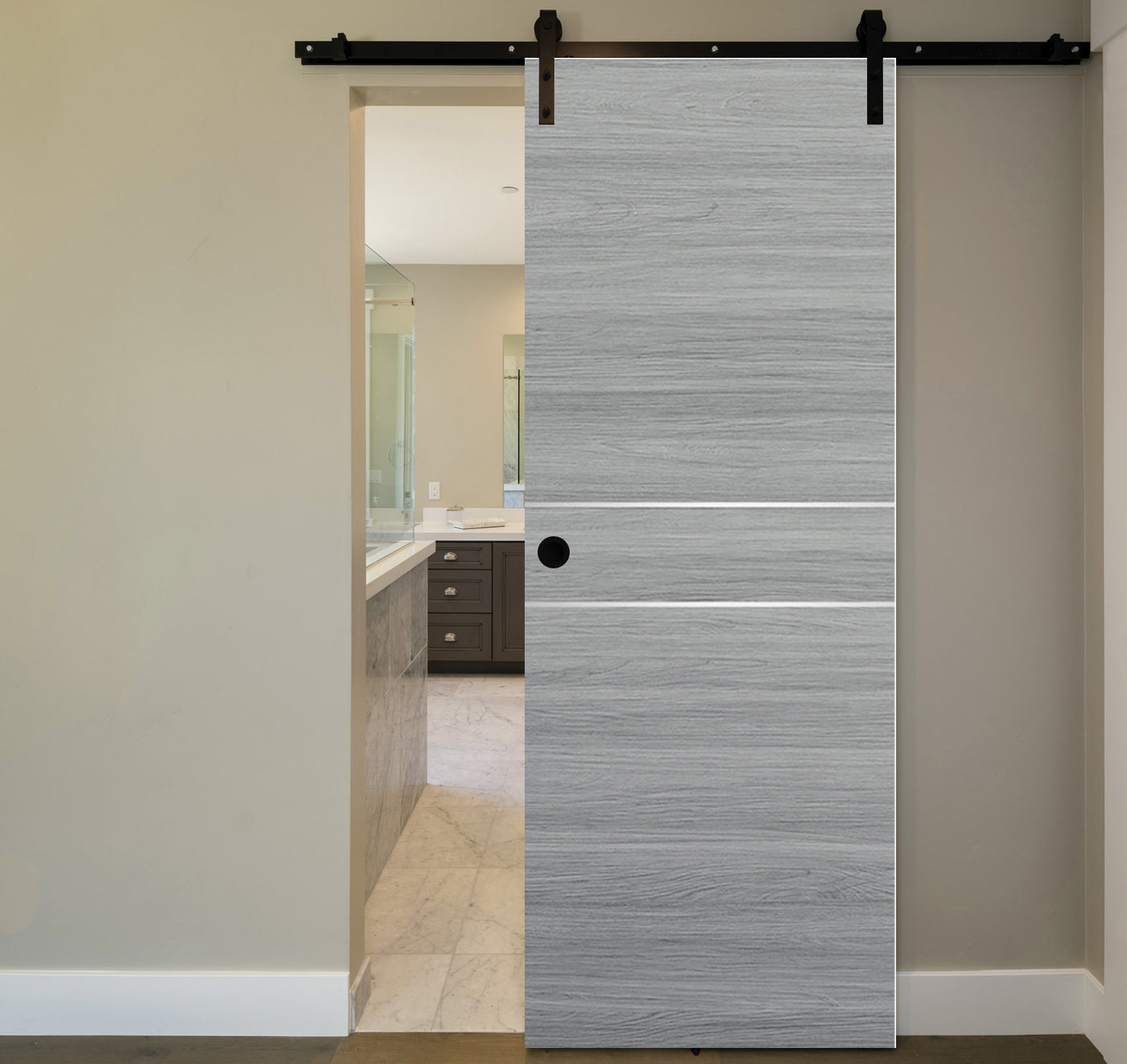Nova 2HC Braga Olmo Matrix Laminated Modern Barn Door - Doors and Beyond