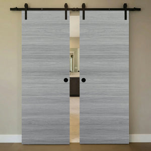 Nova Flush Braga Olmo Matrix Laminated Modern Double Barn Door - Doors and Beyond