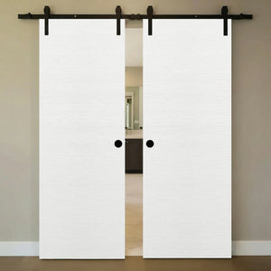 Nova Flush Braga Bianco Matrix Laminated Modern Double Barn Door - Doors and Beyond