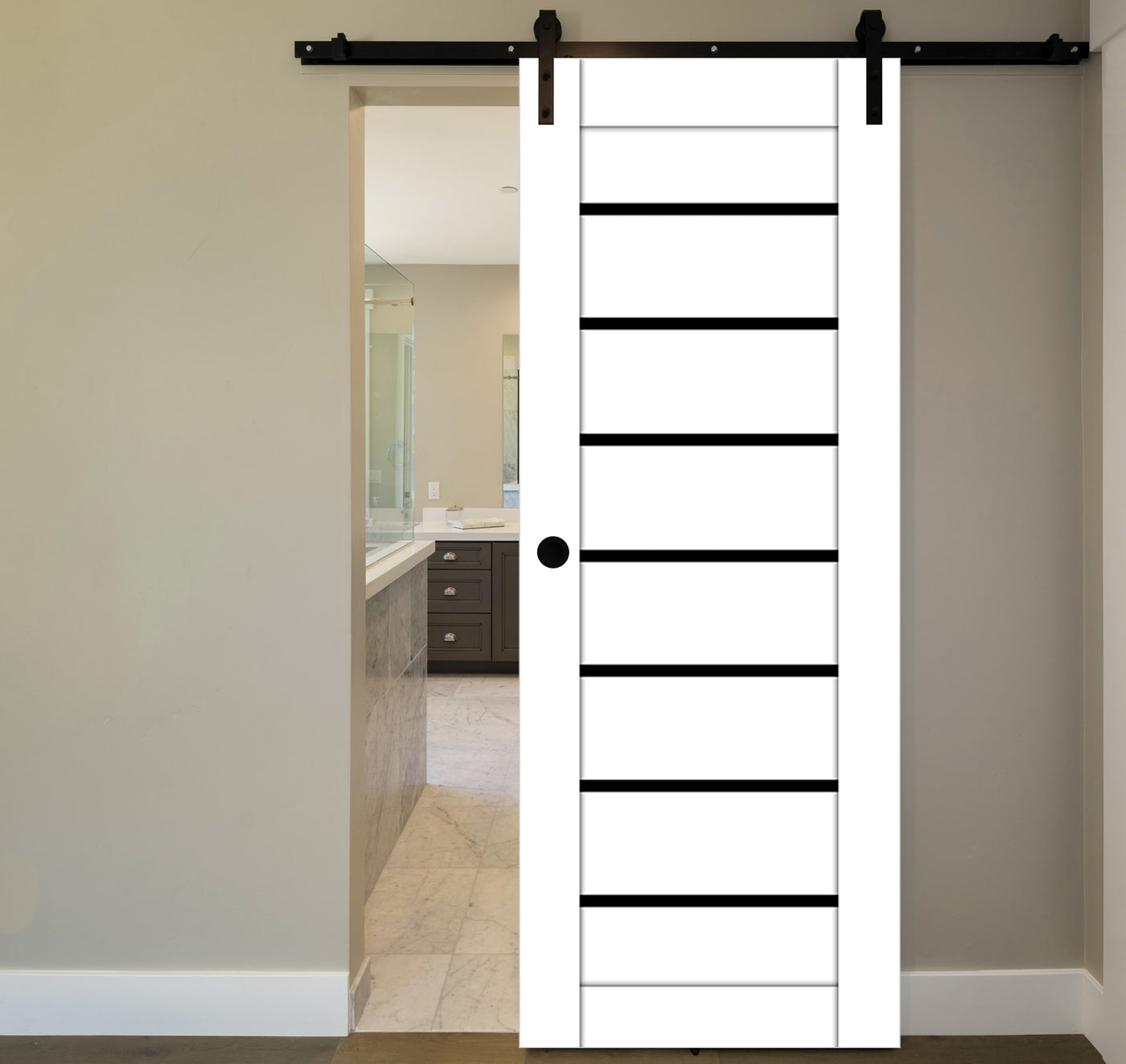 Nova Domino 01 Soft White Laminated Modern Barn Door