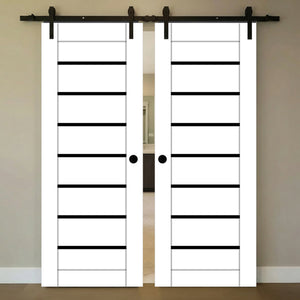 Nova Domino 01 Soft White Laminated Modern Double Barn Door