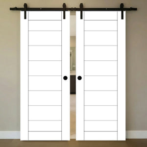 Nova Domino 02 Soft White Laminated Modern Double Barn Door