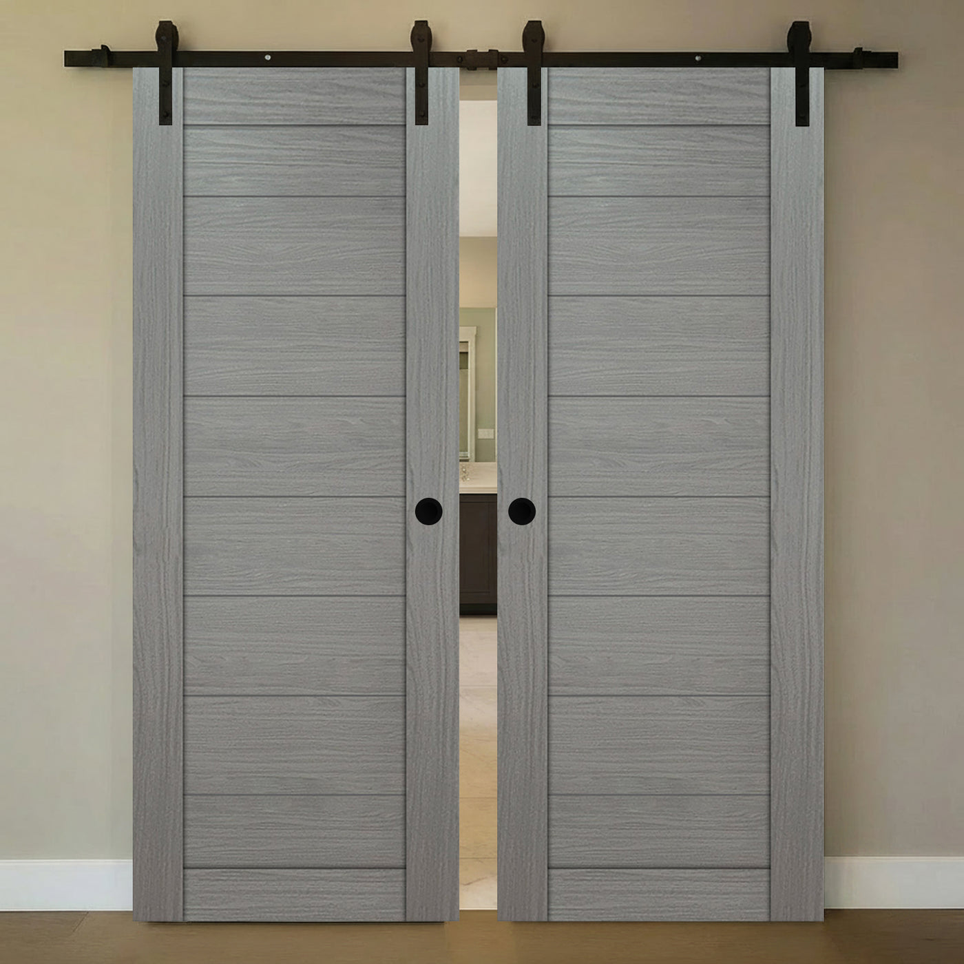 Nova Domino 02 Wenge Modern Laminated Modern Double Barn Door