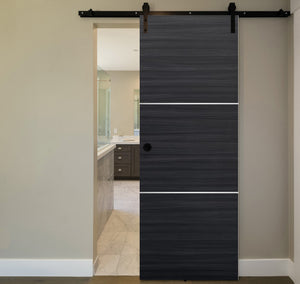 Nova 2H Braga Blu Matrix Laminated Modern Barn Door - Doors and Beyond