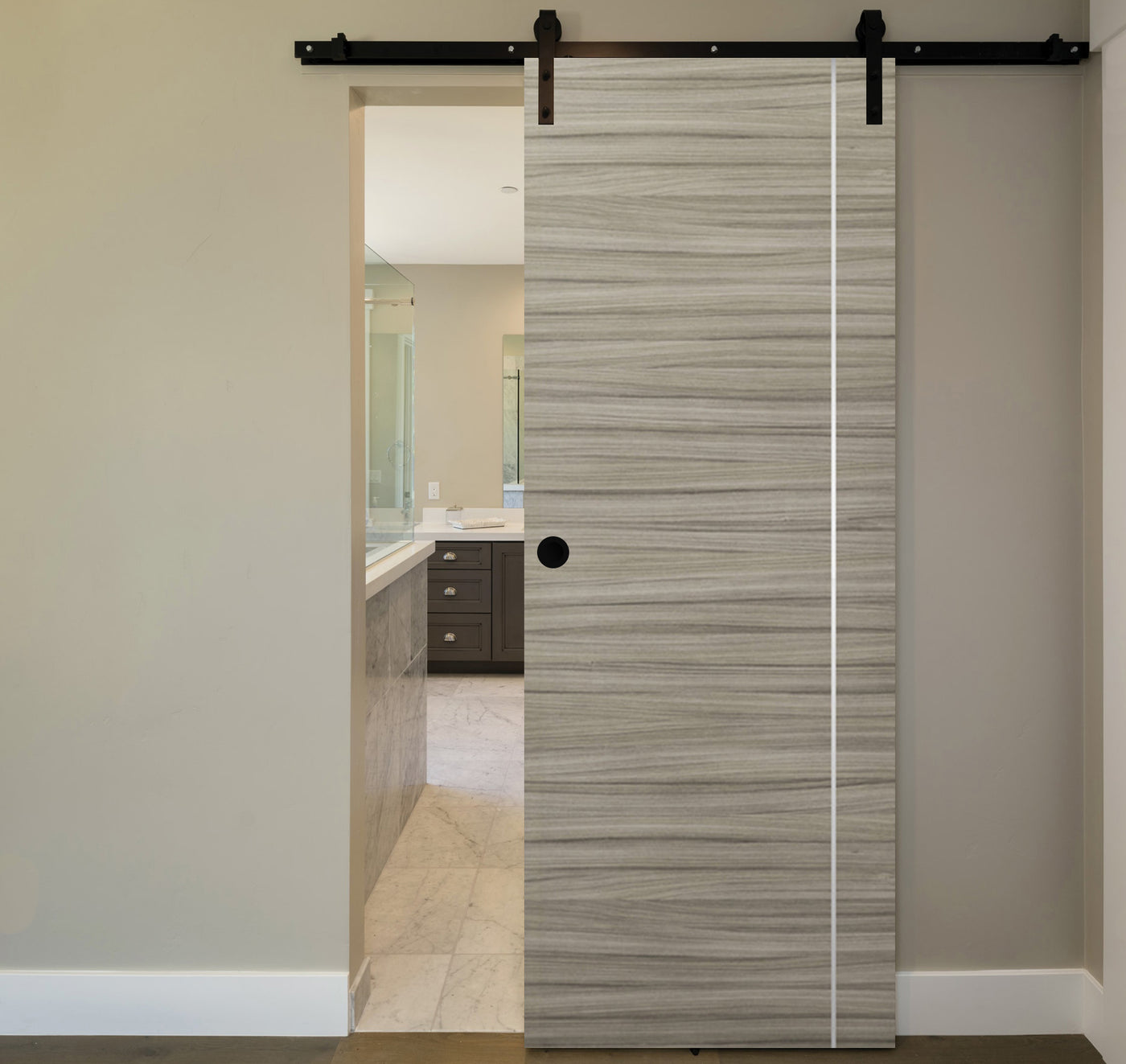Nova 1VR Braga Palissandro Matrix Laminated Modern Barn Door - Doors and Beyond