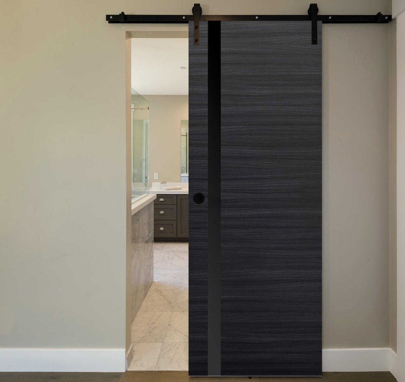 Nova 1G Braga Blu Matrix Laminated Modern Barn Door - Doors and Beyond