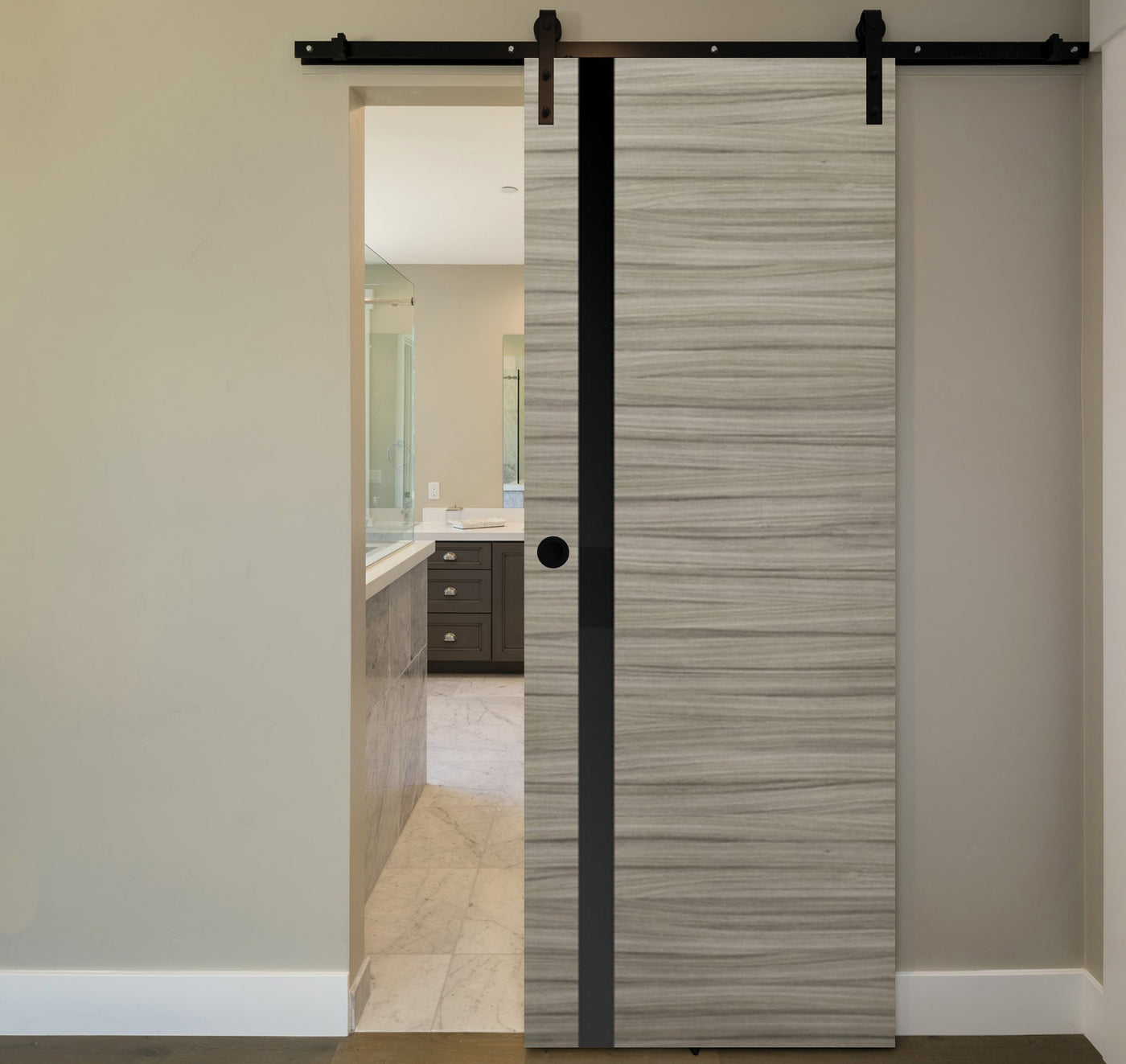Nova 1G Braga Palissandro Matrix Laminated Modern Barn Door - Doors and Beyond