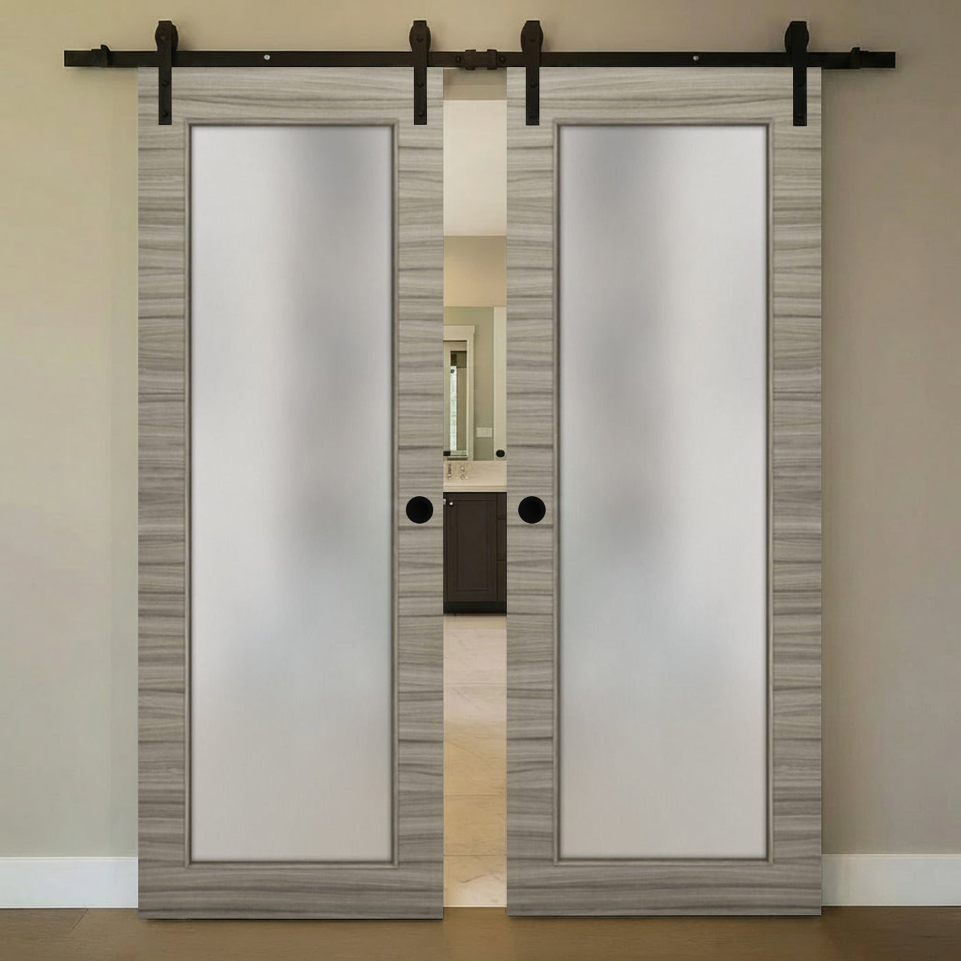 Nova 1-Lite Braga Palissandro Matrix Laminated Modern Double Barn Door - Doors and Beyond