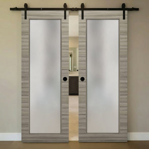 Nova 1-Lite Braga Palissandro Matrix Laminated Modern Double Barn Door - Doors and Beyond