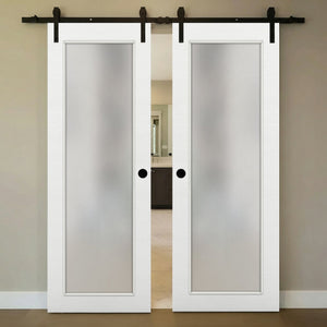 Nova 1-Lite Braga Bianco Matrix Laminated Modern Double Barn Door - Doors and Beyond