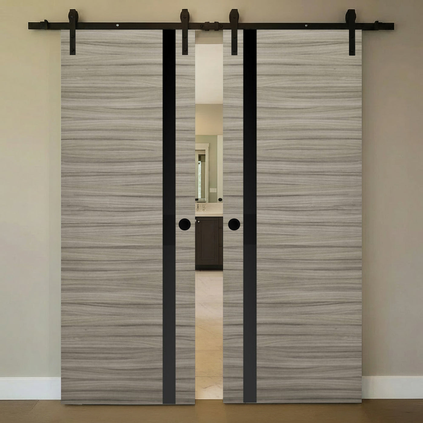 Nova 1G Braga Palissandro Matrix Laminated Modern Double Barn Door - Doors and Beyond