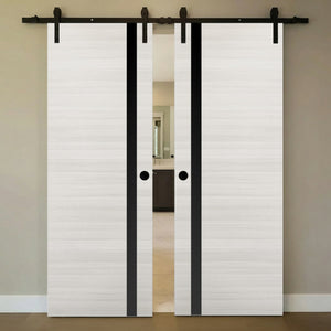 Nova 1G Braga Crema Matrix Laminated Modern Double Barn Door - Doors and Beyond