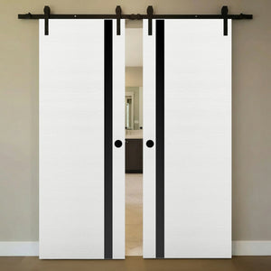 Nova 1G Braga Bianco Matrix Laminated Modern Double Barn Door - Doors and Beyond