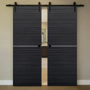 Nova 1H Braga Blu Matrix Laminated Modern Double Barn Door - Doors and Beyond