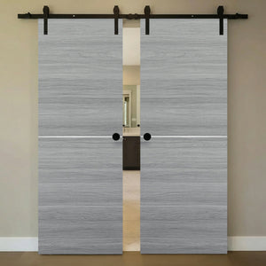 Nova 1H Braga Olmo Matrix Laminated Modern Double Barn Door - Doors and Beyond