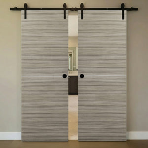 Nova 1H Braga Palissandro Matrix Laminated Modern Double Barn Door - Doors and Beyond