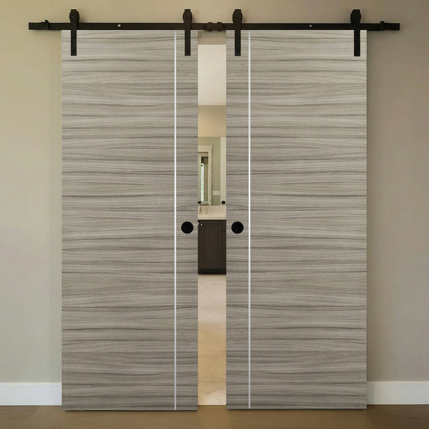 Nova 1V Braga Palissandro Matrix Laminated Modern Double Barn Door - Doors and Beyond
