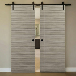 Nova 1V Braga Palissandro Matrix Laminated Modern Double Barn Door - Doors and Beyond