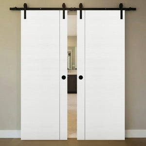 Nova 1V Braga Bianco Matrix Laminated Modern Double Barn Door - Doors and Beyond