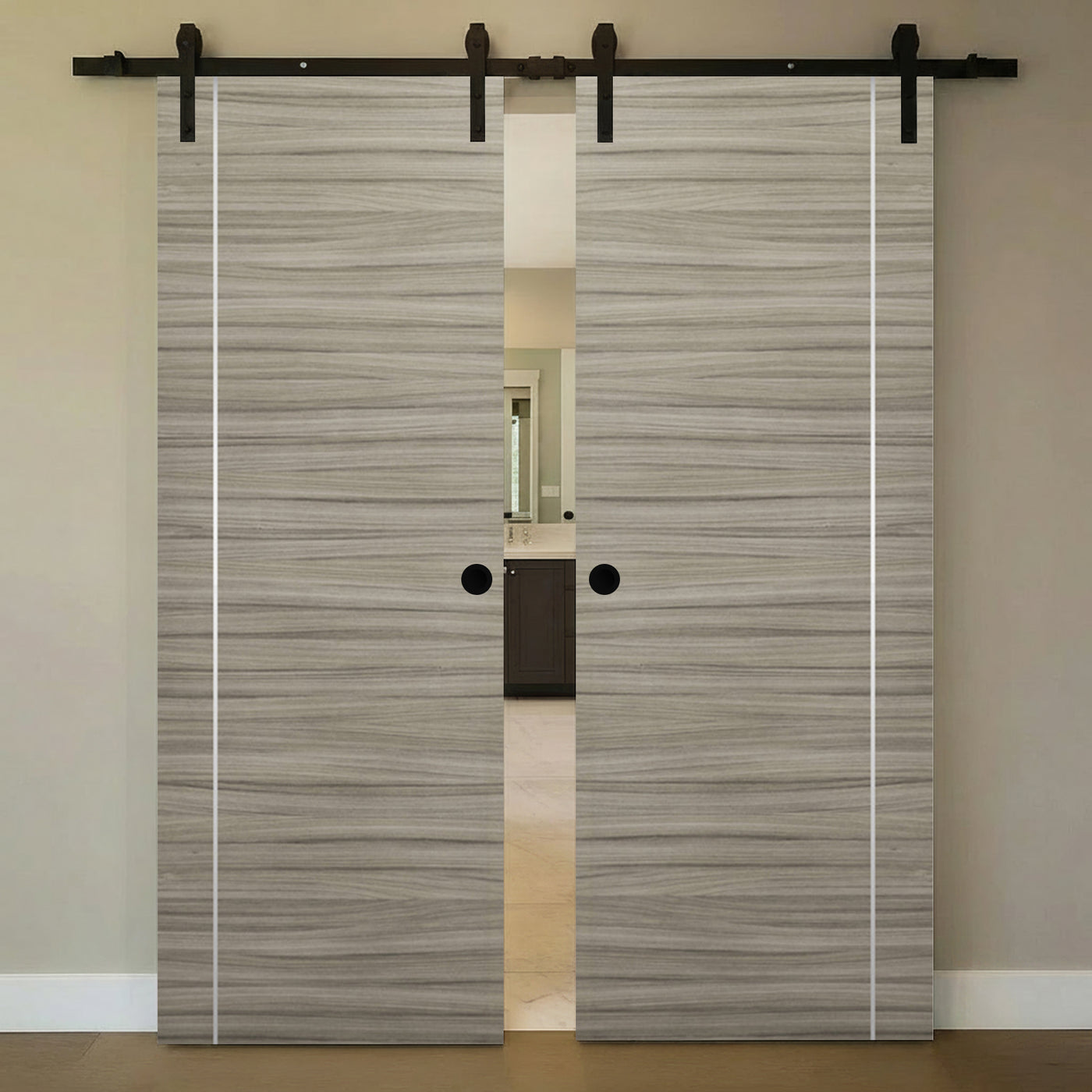 Nova 1VR Braga Palissandro Matrix Laminated Modern Double Barn Door - Doors and Beyond