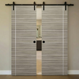 Nova 1VR Braga Palissandro Matrix Laminated Modern Double Barn Door - Doors and Beyond